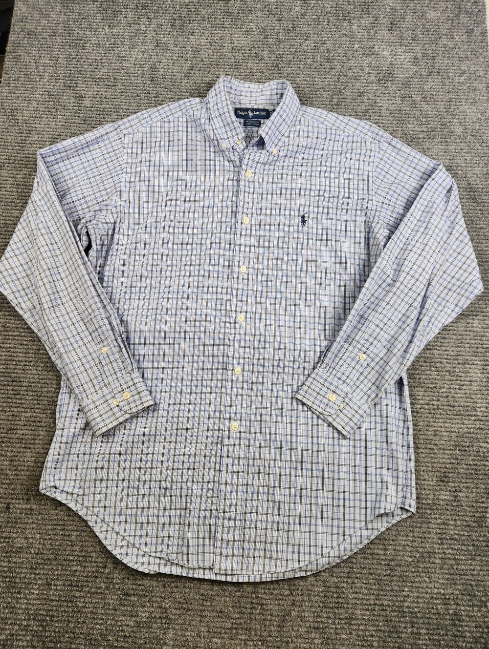 Ralph Lauren Dress Shirt Mens 15 1/2 34/35 Yarmouth Blue White Oxford Preppy
